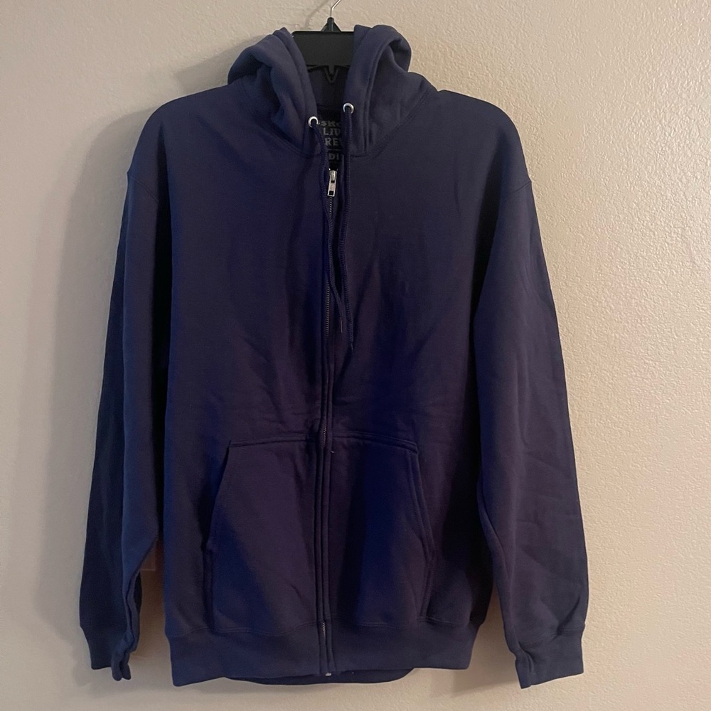 ALF LONG SLEEVE ZIP UP SWEATSHIRT HOODIE NAVY - M
